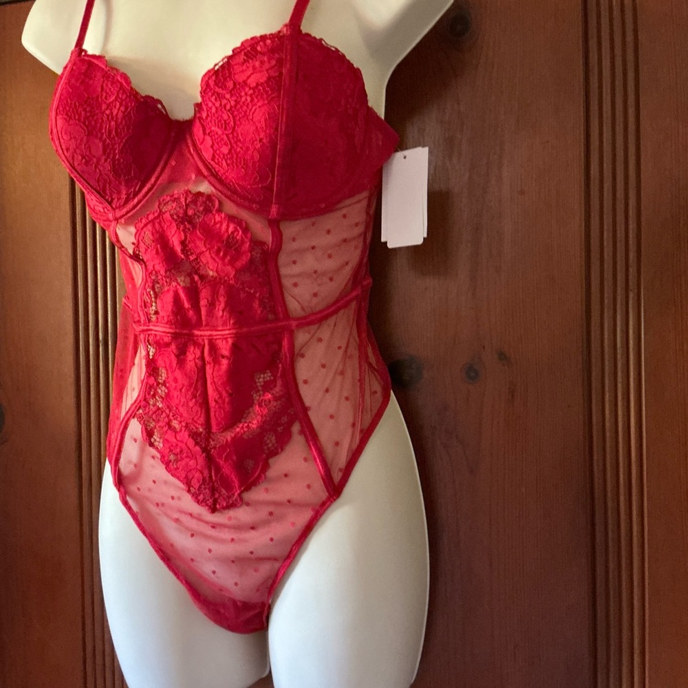 Honeydew Red Polka Dot Mesh Teddy - Picture 2 of 5